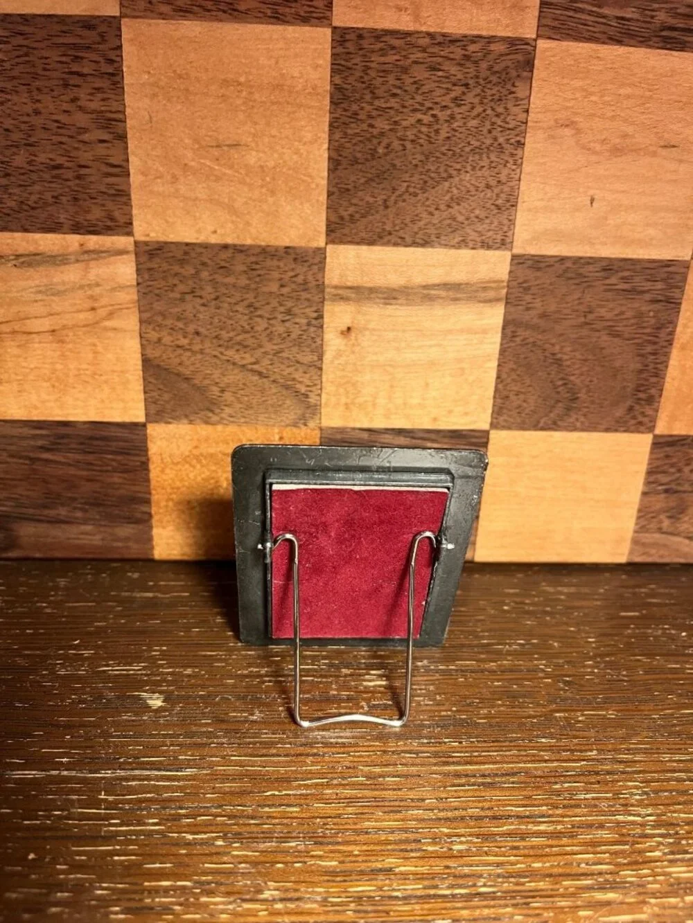 Small Vintage Pewter Toned Frame with Red Amaryllis Card Added A823